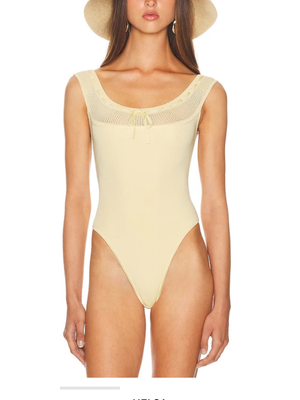 ELSA Yellow Sleeveless Knit Bodysuit with Scoop Neck